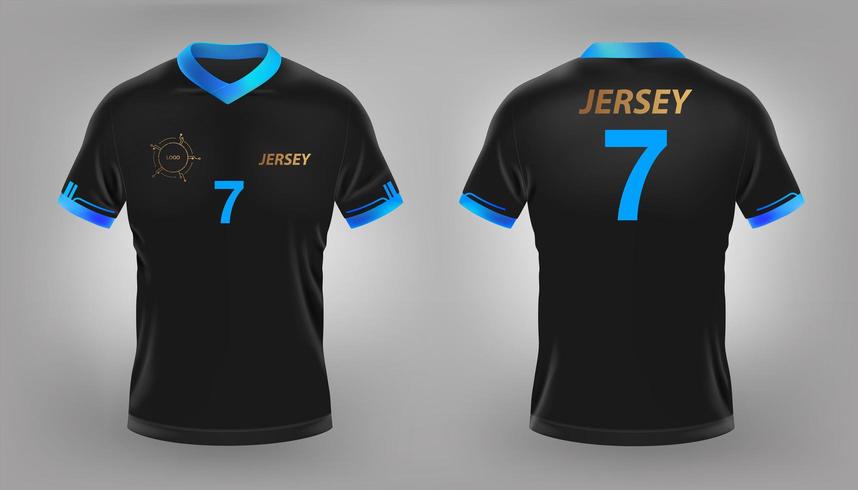 Black soccer or football jersey mock up vector