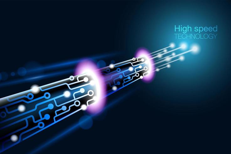 Tecnología de fibra óptica de alta velocidad. vector