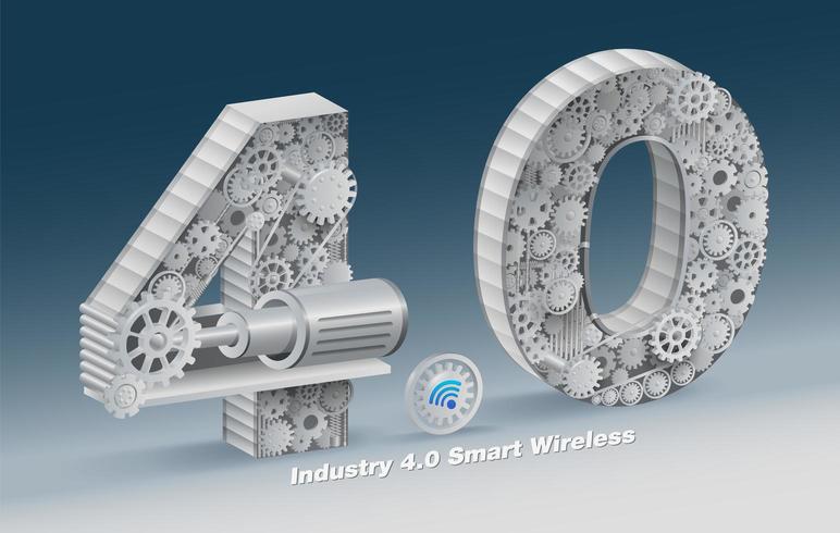 Industrial 3d number 4.0 gear design vector