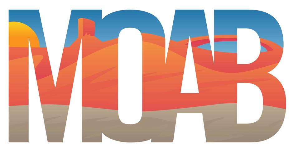 Escena de Moab con tipografía Red Rocks vector