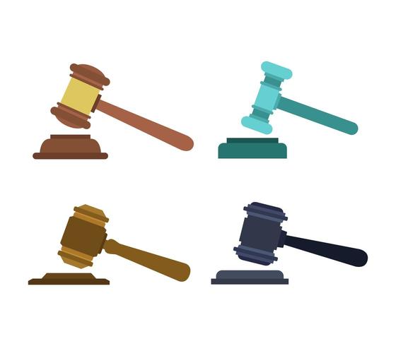 Judge hammer icon set vector