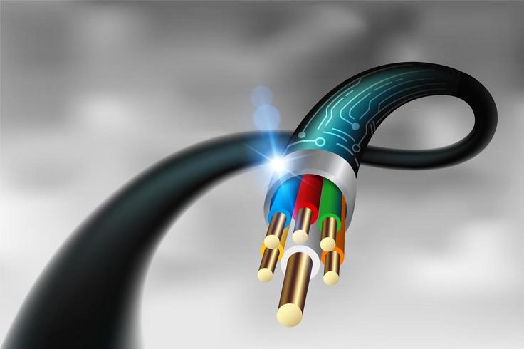 Cable de fibra óptica de alta velocidad de cerca vector