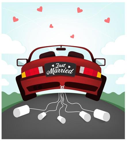 Just Married Wedding Car vector