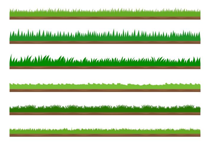 Collection of green grass border set vector