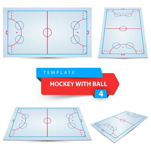 Hockey with ball. Four items template. vector