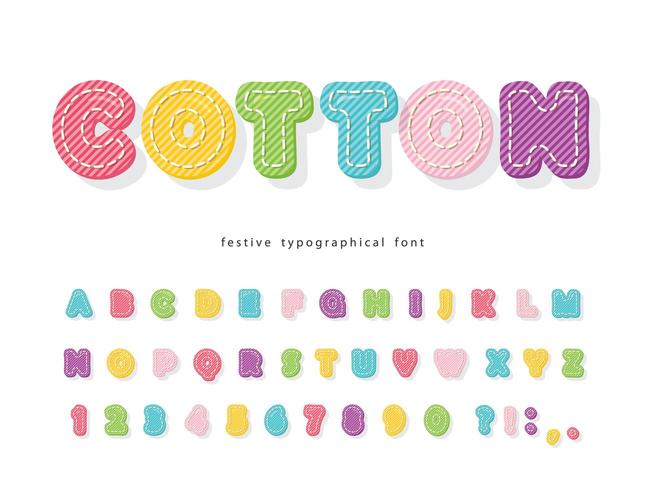 Cartoon colorful font for kids. vector