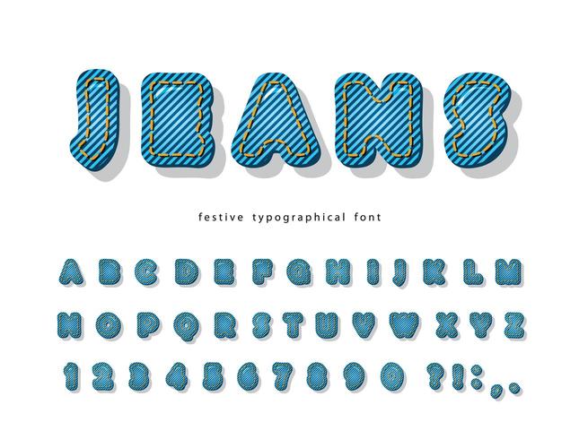 Denim Jeans modern font.  vector