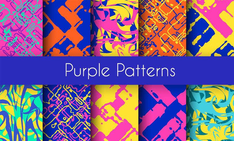 Set of marble purple patterns vector