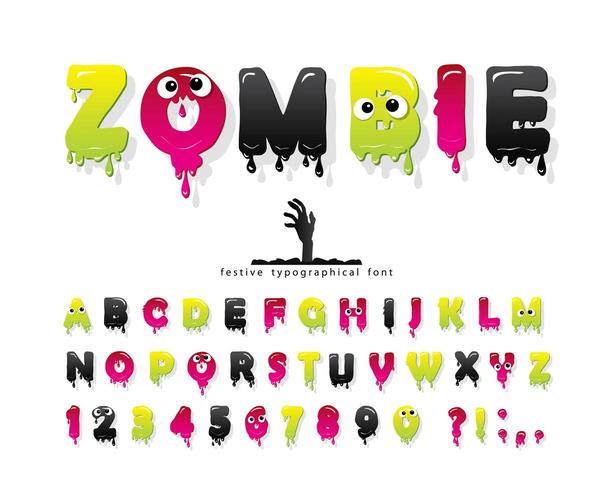 Zombie halloween font. vector