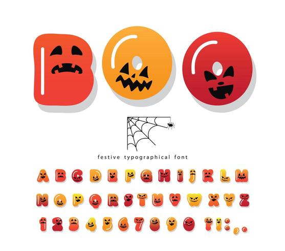 Fuente de dibujos animados de Halloween. vector