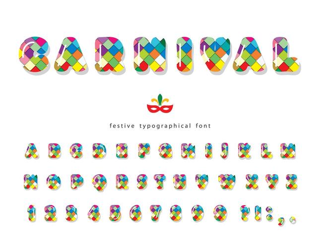 Carnival 3d glossy font. vector