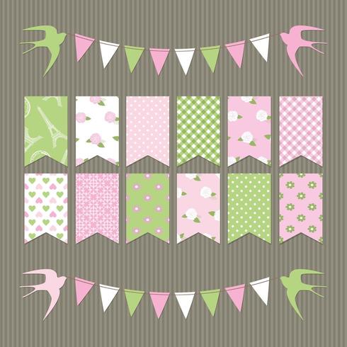 Scrapbook design elements set of bunting flags. vector