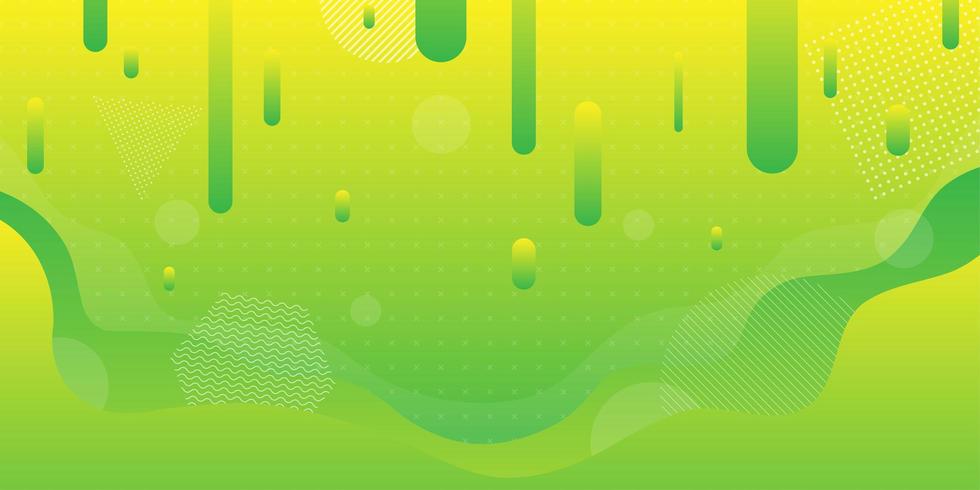 Fondo de formas fluidas de degradado verde y amarillo brillante vector