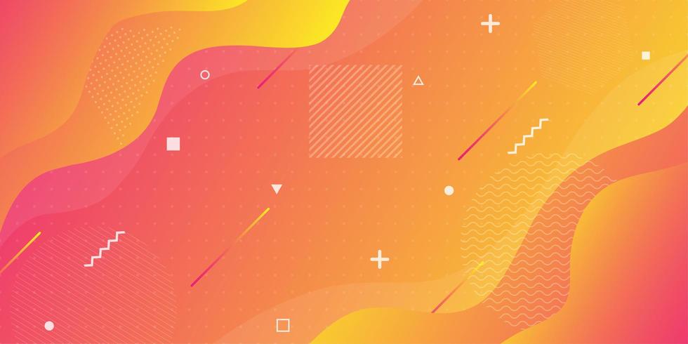 Orange and yellow gradient wavy overlapping shapes  vector