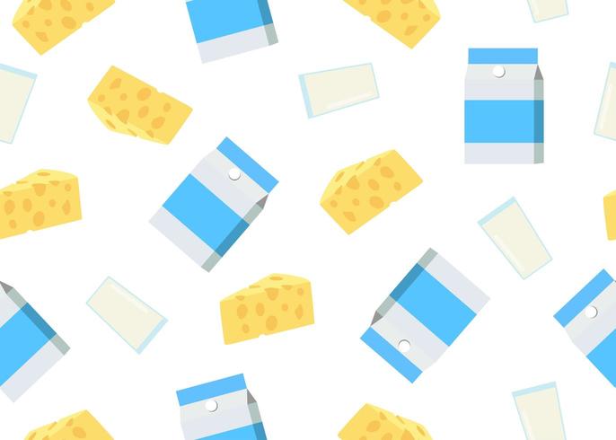 Patrón sin fisuras de lonchas de queso y productos lácteos vector