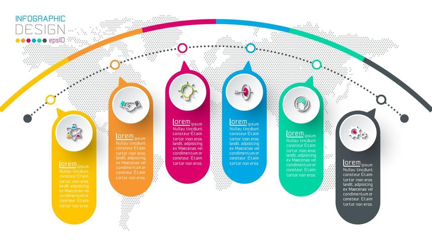 Infografía de negocios con 6 pasos. vector