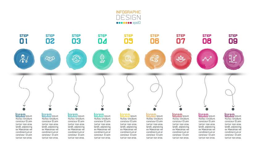 Infografía moderna etiqueta acuarela vector