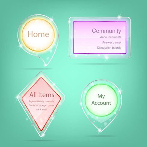 Transparent label, Web element with glass and acrylic design vector