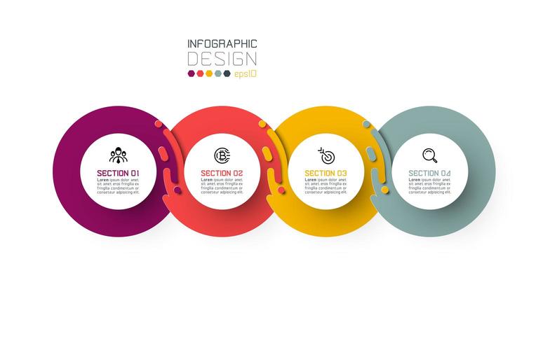 Four harmonious circle infographics. vector