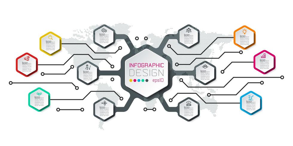 Hexagon inforgraphics on vector graphic art.