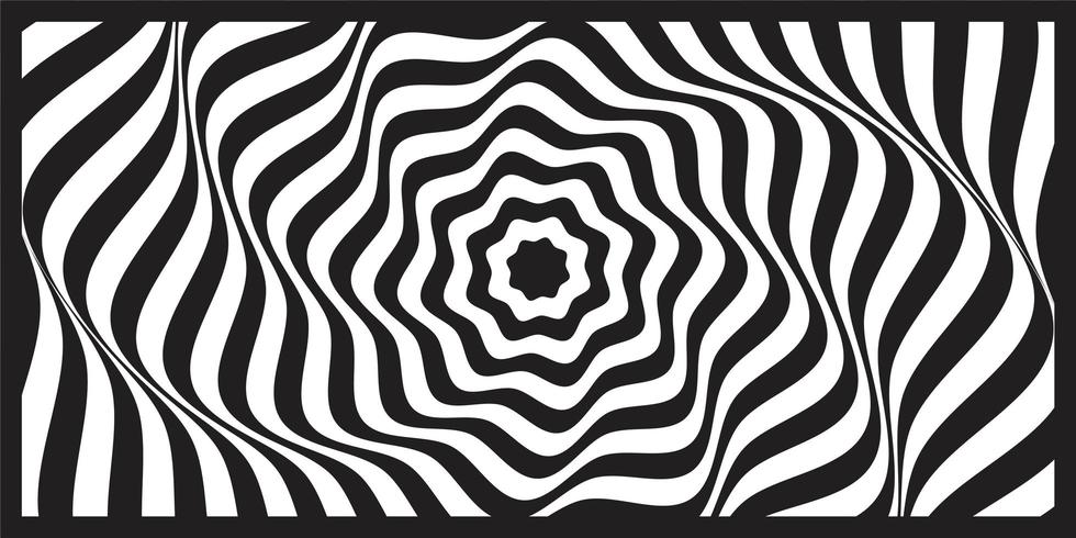Black and white wave geometric optical art background vector
