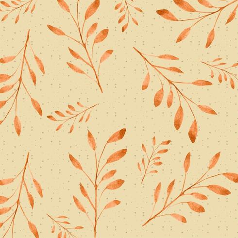 Orange Watercolor branch pattern vector