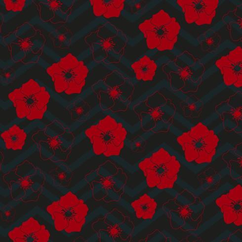 red flowers pattern with chevron design vector