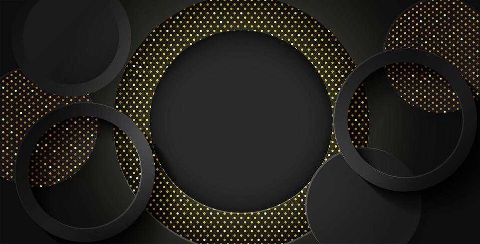 Black gold circle overlap background vector