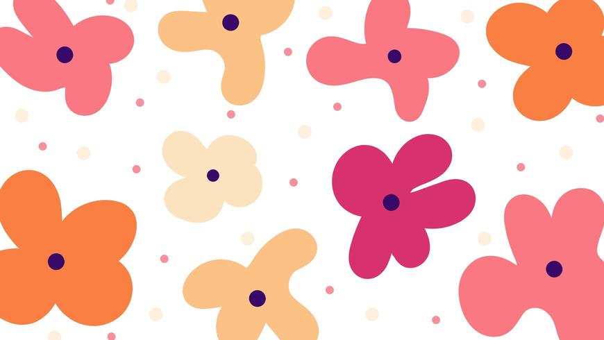 Modern organic shapes floral wallpaper vector