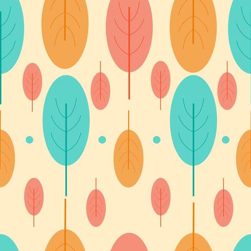 Colorful leaves pattern with modern shapes vector