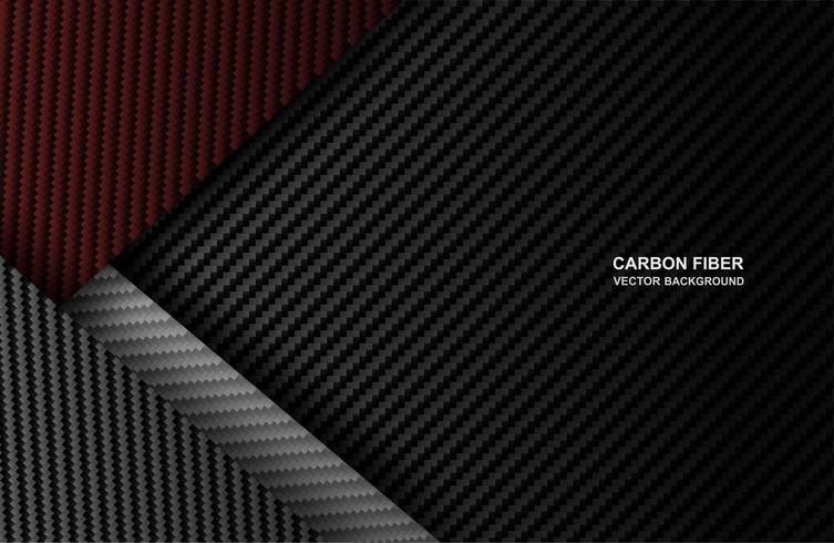 black, red carbon fiber overlap background vector