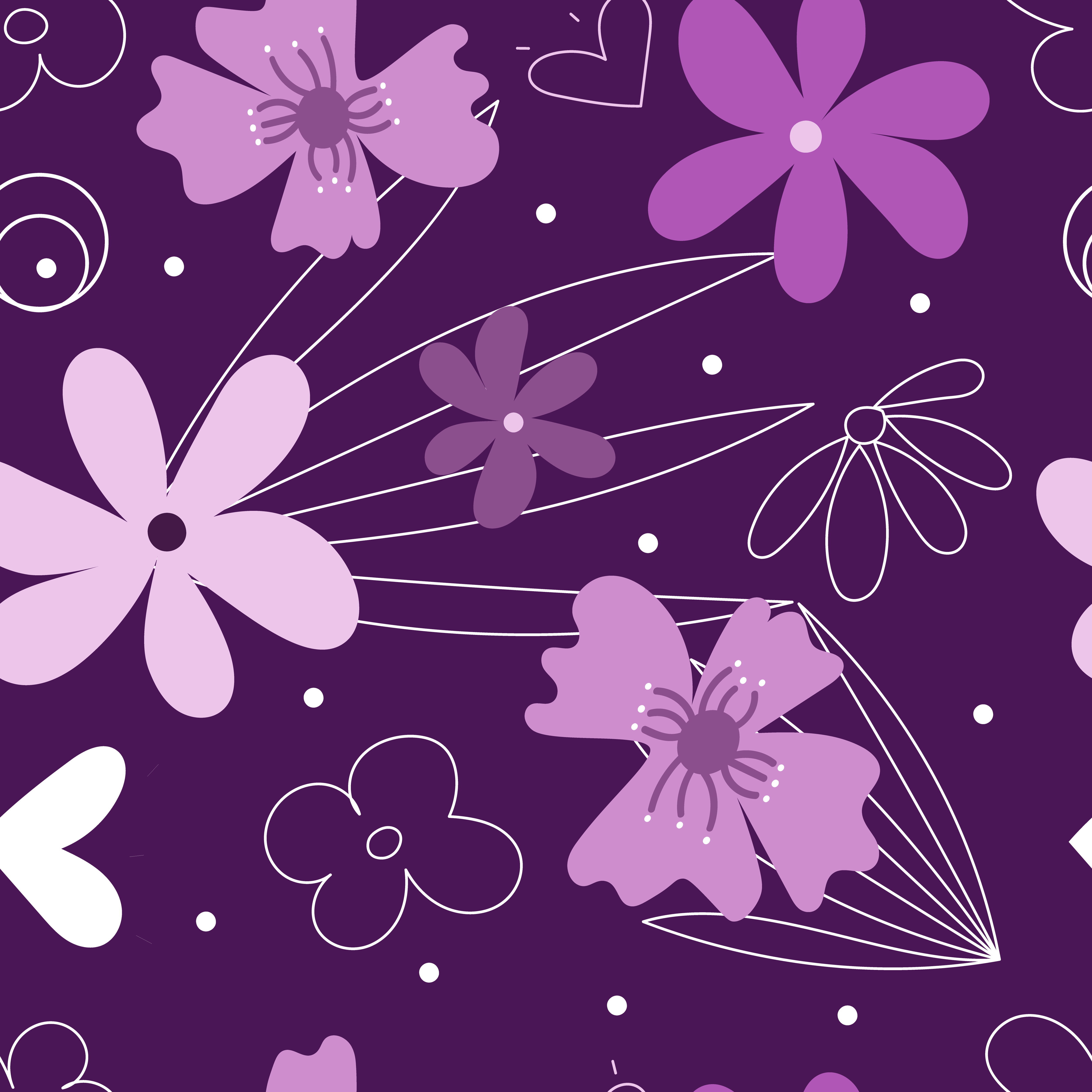 Purple flower pattern with abstract modern shapes 682287 Vector Art at