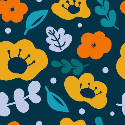 Abstract modern shapes floral pattern vector