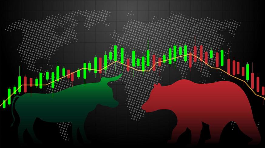 Bull Market Vs. Bear Market Candle stick graph chart 682305 Vector Art