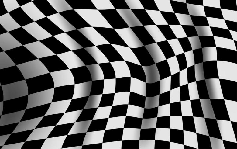 Warped black and white checkered flag vector