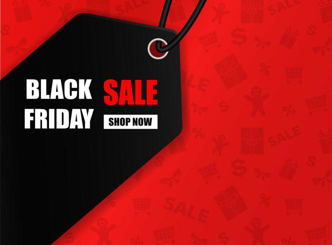 Black Friday Sale Design with label on red vector