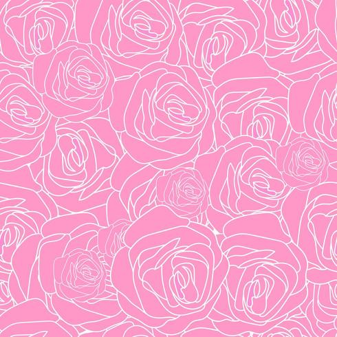 Pink rose hand drawn pattern