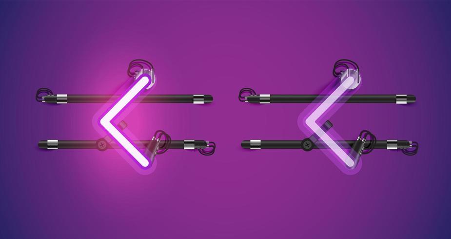 Realistic glowing purple neon charcter on and off vector