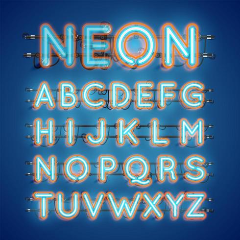 Realistic glowing double neon charcter on and off vector
