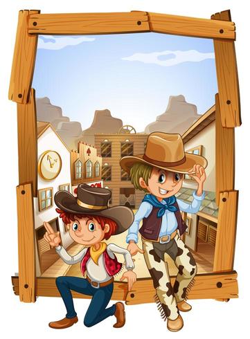 Two cowboys in the countryside vector