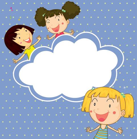 A stationery with three playful young girls vector