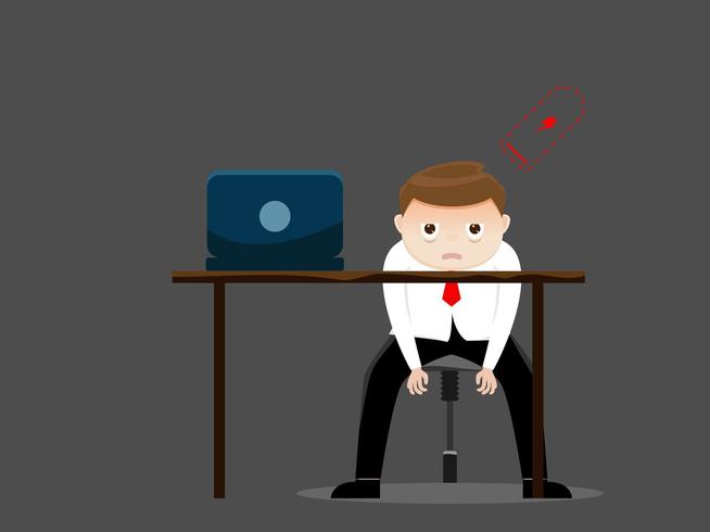 tired businessman with low battery in office vector
