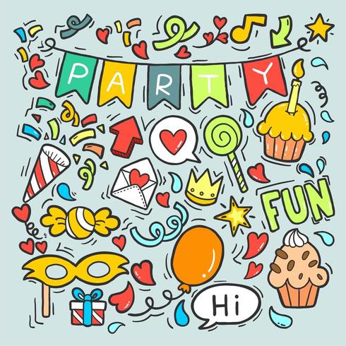 Hand drawn doodle party vector