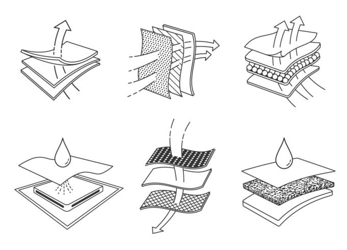 Black and white drawing of layers of absorbent fabrics  vector