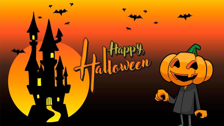 pumpkin happy halloween orange background vector