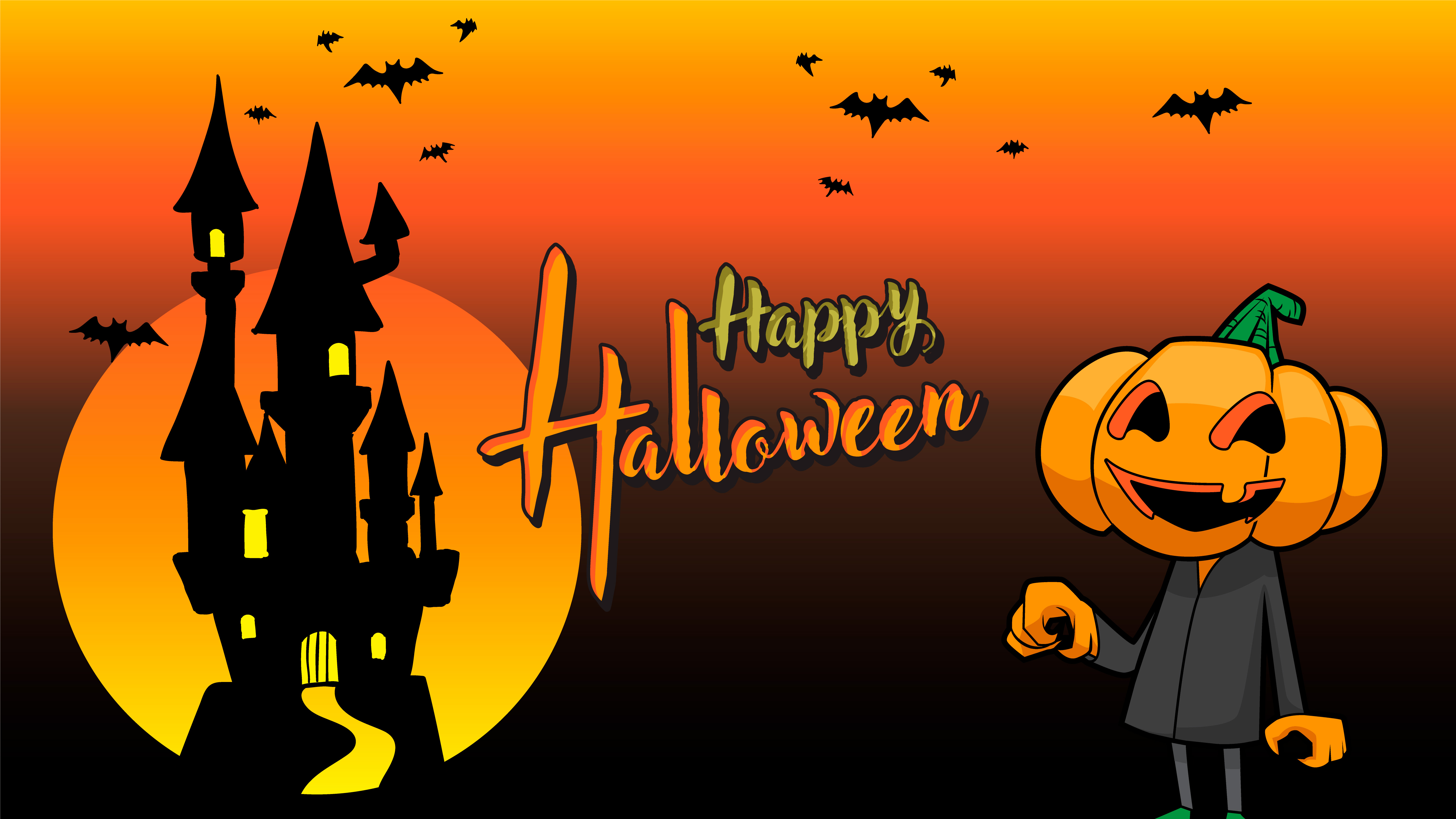 pumpkin happy halloween orange  background 682525 Vector 