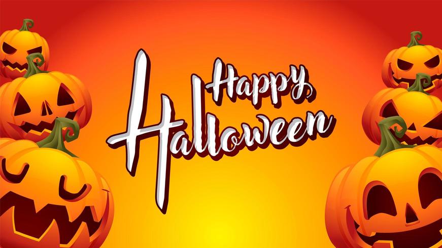 pumpkin happy halloween orange background vector