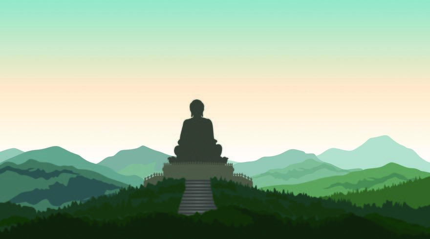 Buda en silueta de estatua de meditación vector