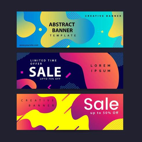 Set of abstract modern graphic liquid banners  vector