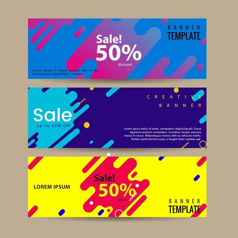 Abstract motion banners. Colorful geometric shapes composition. vector